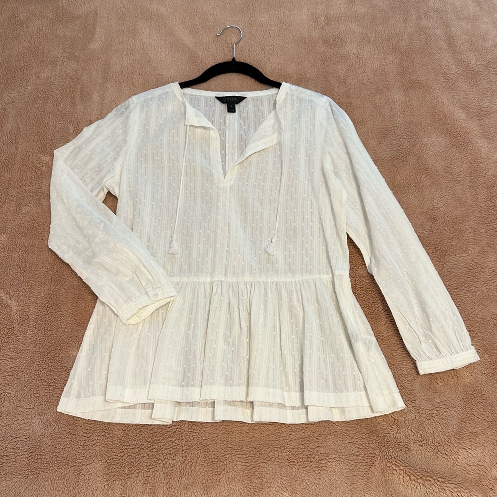 J. Crew long-sleeve white pullover top